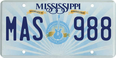 MS license plate MAS988