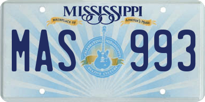 MS license plate MAS993