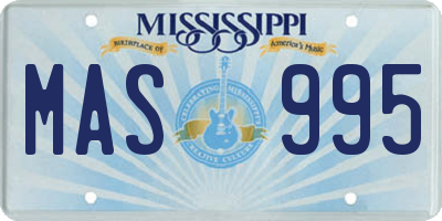 MS license plate MAS995