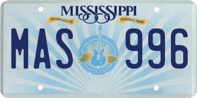 MS license plate MAS996