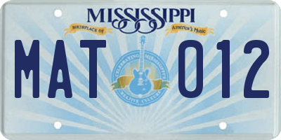MS license plate MAT012