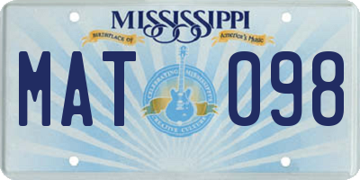 MS license plate MAT098