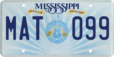 MS license plate MAT099