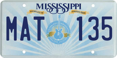MS license plate MAT135