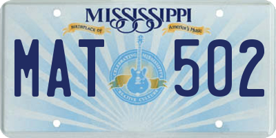MS license plate MAT502