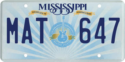 MS license plate MAT647