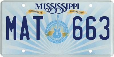 MS license plate MAT663