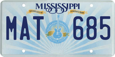 MS license plate MAT685