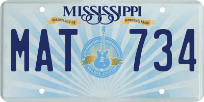 MS license plate MAT734