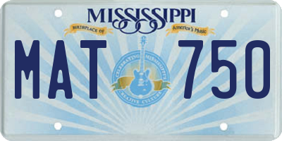 MS license plate MAT750