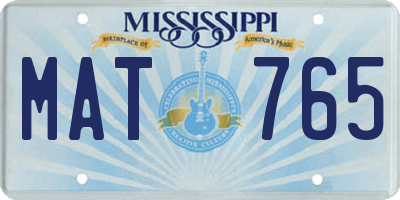 MS license plate MAT765