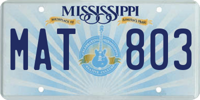 MS license plate MAT803