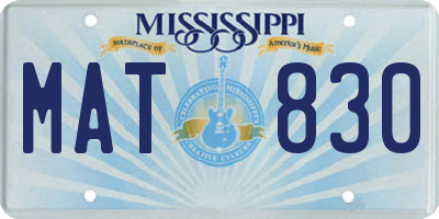 MS license plate MAT830