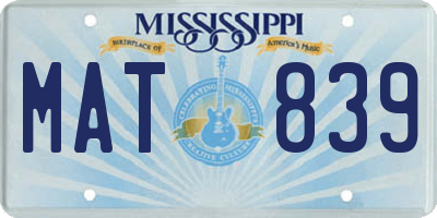 MS license plate MAT839