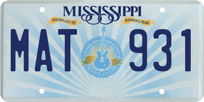 MS license plate MAT931