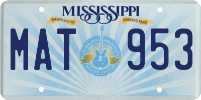 MS license plate MAT953