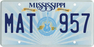 MS license plate MAT957