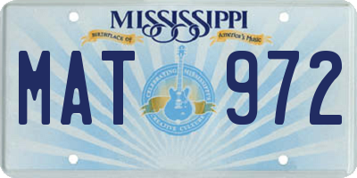 MS license plate MAT972