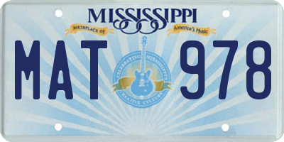 MS license plate MAT978