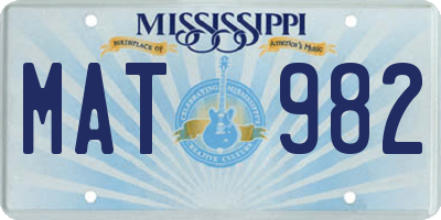 MS license plate MAT982