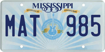 MS license plate MAT985