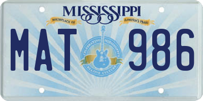 MS license plate MAT986