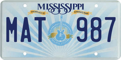MS license plate MAT987
