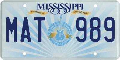 MS license plate MAT989