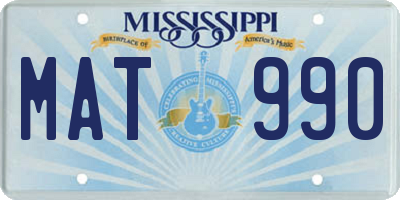 MS license plate MAT990