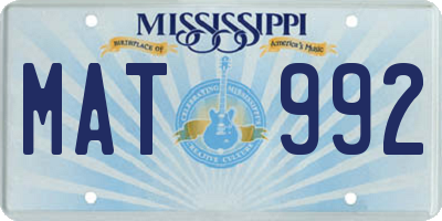 MS license plate MAT992