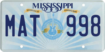 MS license plate MAT998