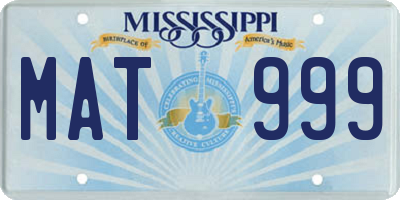 MS license plate MAT999
