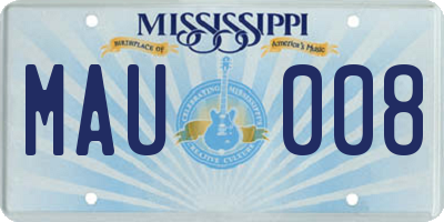MS license plate MAU008