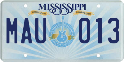 MS license plate MAU013