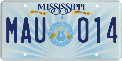 MS license plate MAU014