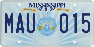 MS license plate MAU015