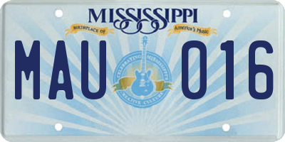 MS license plate MAU016