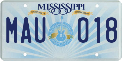 MS license plate MAU018