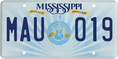 MS license plate MAU019
