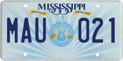 MS license plate MAU021