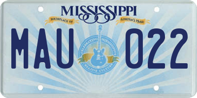 MS license plate MAU022