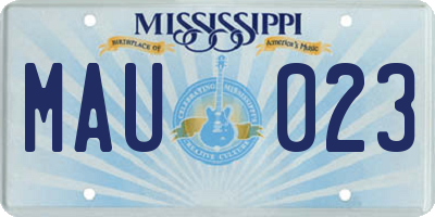 MS license plate MAU023
