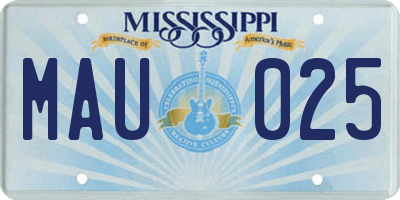 MS license plate MAU025