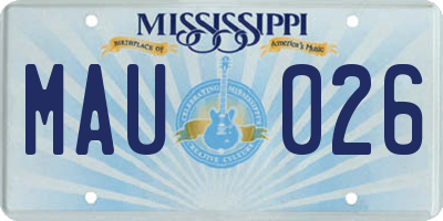 MS license plate MAU026
