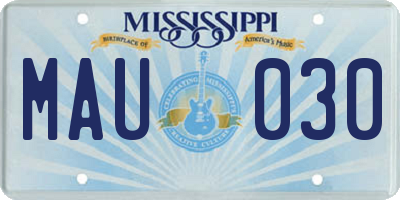 MS license plate MAU030