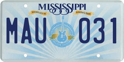 MS license plate MAU031
