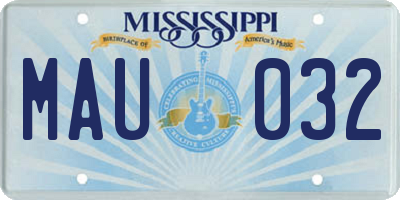 MS license plate MAU032