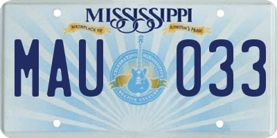 MS license plate MAU033