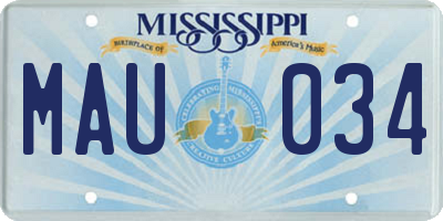 MS license plate MAU034