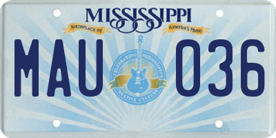 MS license plate MAU036